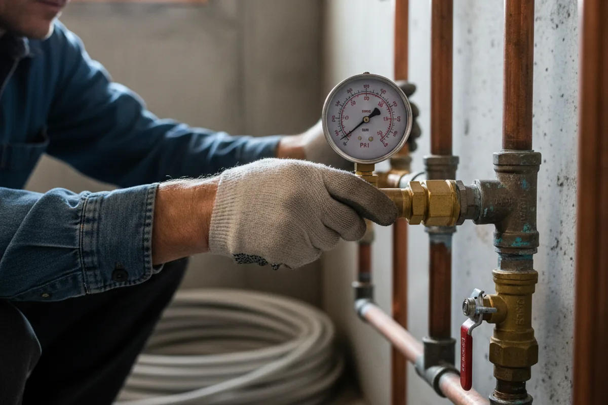Pressure testing a repaired line during Water Line Repair in Slatedale